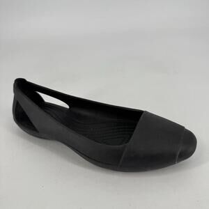 Crocs shoes 9 black square toe slip on flats comfort rubber beach ballet office